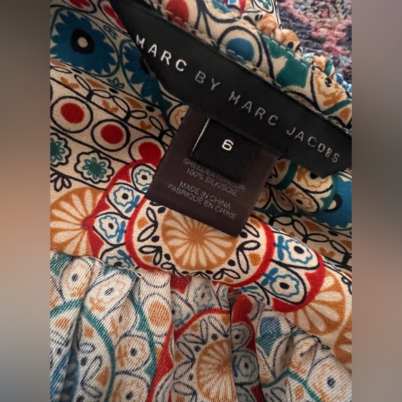 Marc by Marc Jacobs 100% silk multicolored floral boho poplin chic dress size 6 - Picture 5 of 8